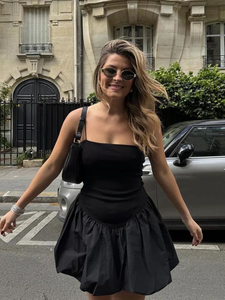 Fashion Slip Mini Tutu Dress Patch Work Backless Ball Summer Tight Evening Party Vest 250208Z