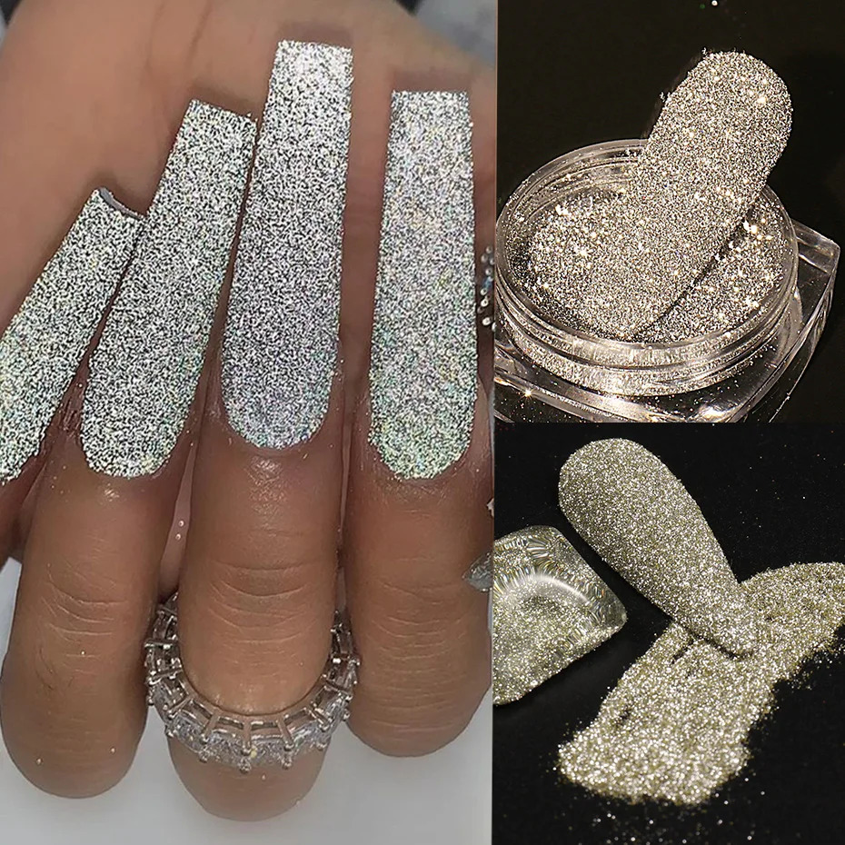 12 Colors Reflective Glitter Nail Powder Shiny Dark Flashy Effect Crystal Diamond Chrome Pigment Dust Manicure Decoration BEFG 250115