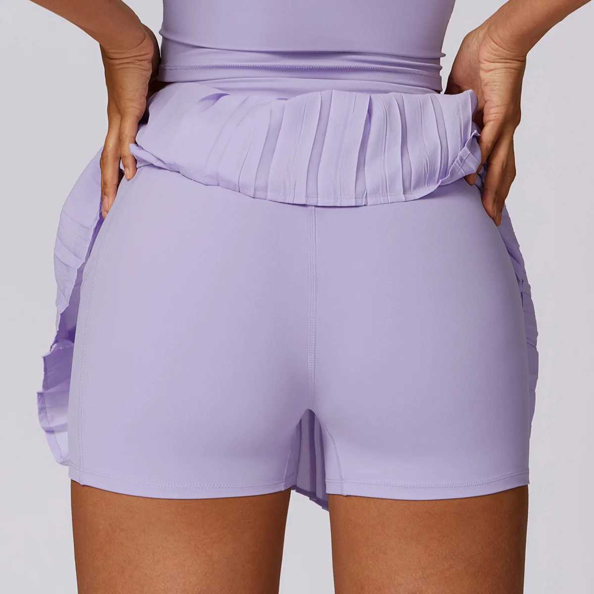 Yoga Outfit Safe Tennis Skirts With Pocket Shorts Gym Golf Running Pleated Pantskirt SEXY Women Sports Fitness High Waist Skort H250207