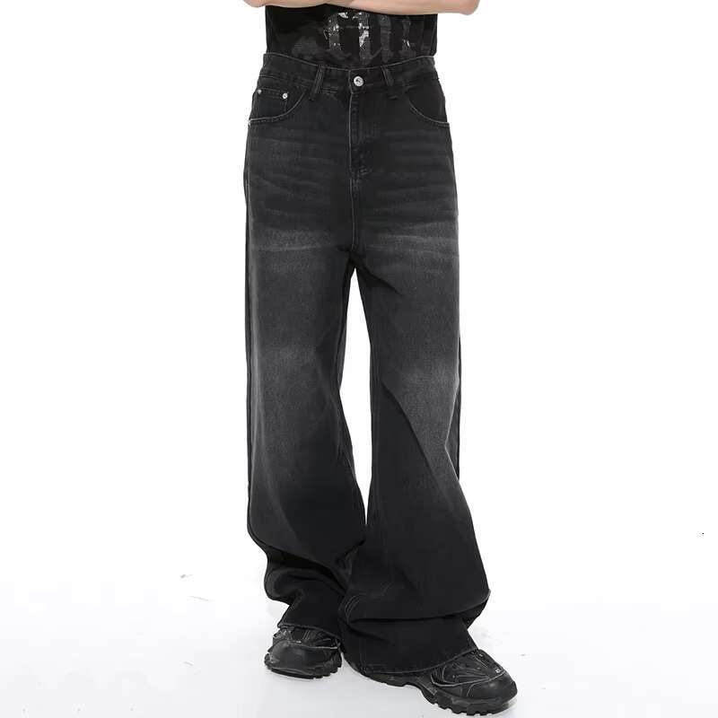 IEFB Worn Out Male Jeans Vintage Gradient Color Men's Wide Leg Pants High Street Pockets Men Denim Straight Trousers New 9C4510