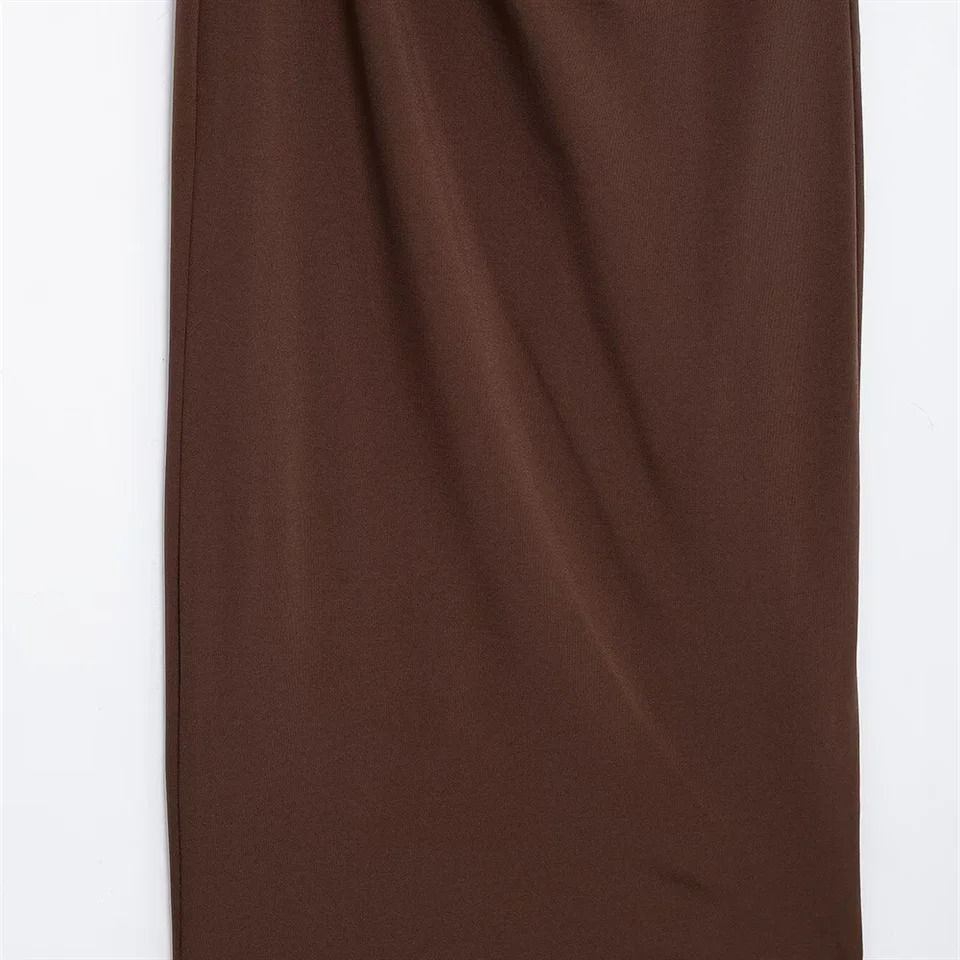 2024 RARF Winter Womens Fashion Style Solid Color Wrinkle Decoration Waist Tight Fit Midi Dress 250207
