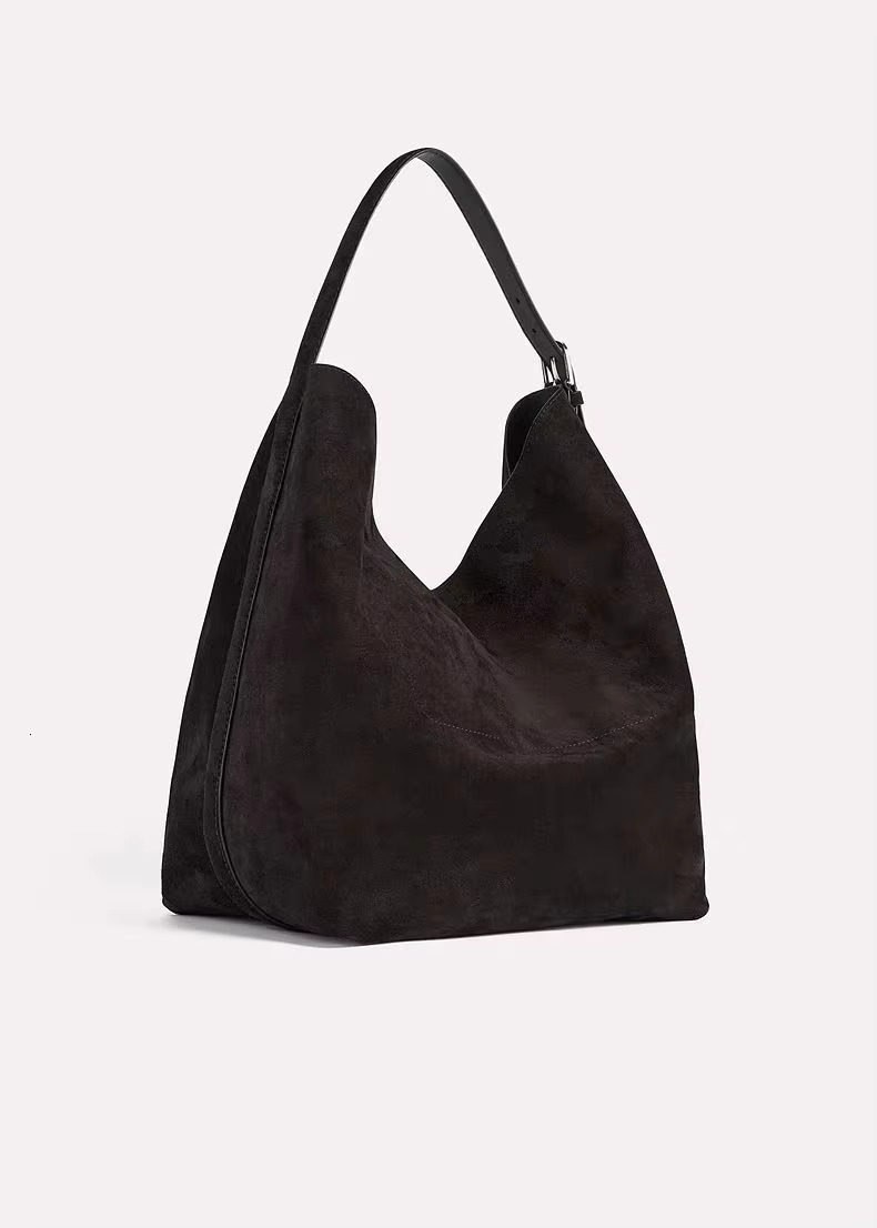 Jenny&Dave Minimalist Vintage Suede Frosted Cowhide Bucket Genuine Leather Commuter Large Capacity Tote Bag Women