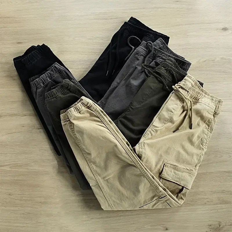 Mens Loose-fit Casual Pants Sweatpants Workwear Japanese Style Trendy Cargo Pants For Active Wear Men Clothing 250207