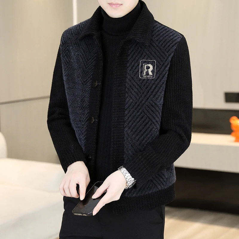 Fashion Winter Casual Short Wool Blends Jacket Mink Fur Slim Fit Thickened Mens Warm Social Business Overcoat 250109Z