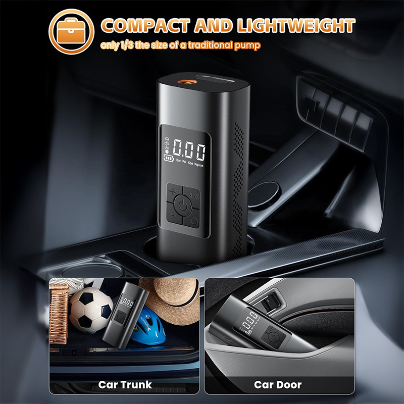 Portable air compressor 180PSI&10000mAh portable air pump, precise pressure LCD display, 3x fast inflation suitable for car, bicycle, and motorcycle t