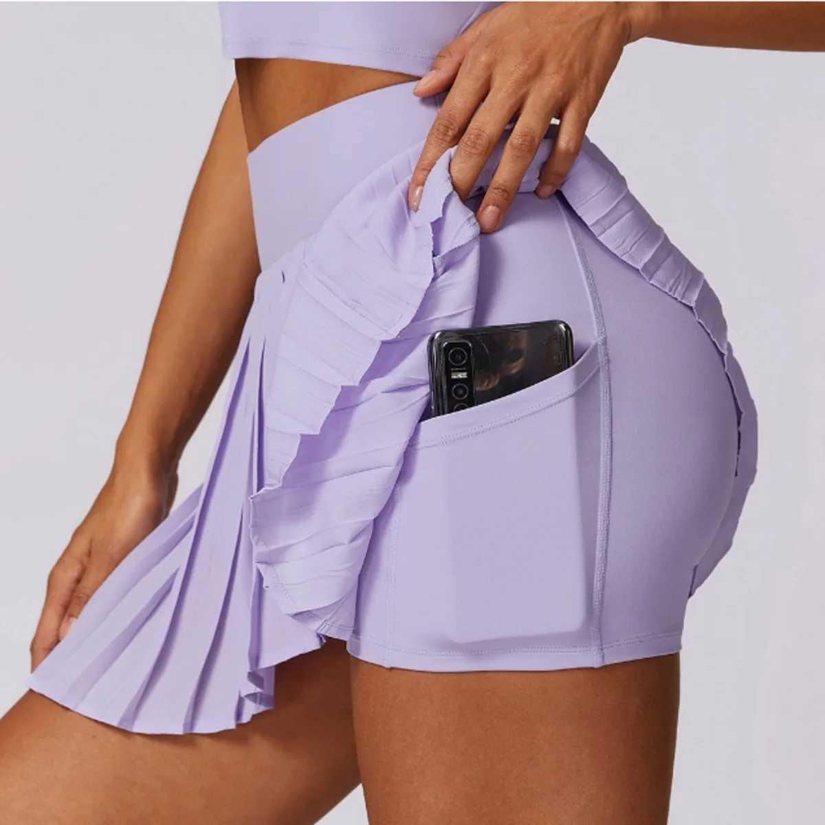 Yoga Outfit Safe Tennis Skirts With Pocket Shorts Gym Golf Running Pleated Pantskirt SEXY Women Sports Fitness High Waist Skort H250207