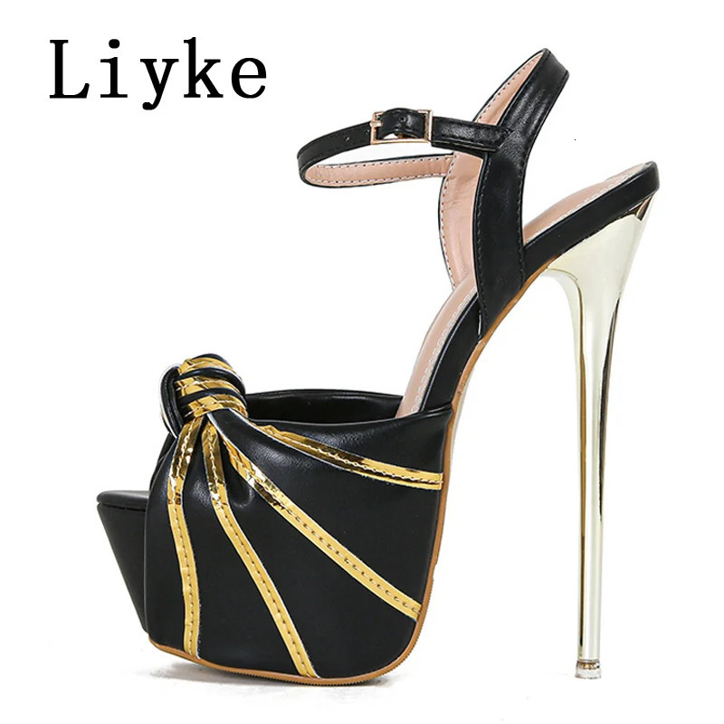 Liyke Summer Women Sexy Stiletto Platform Sandals Fashion Pleated Open Toe Extreme High Heels Banquet Party Shoes Size 42 250118