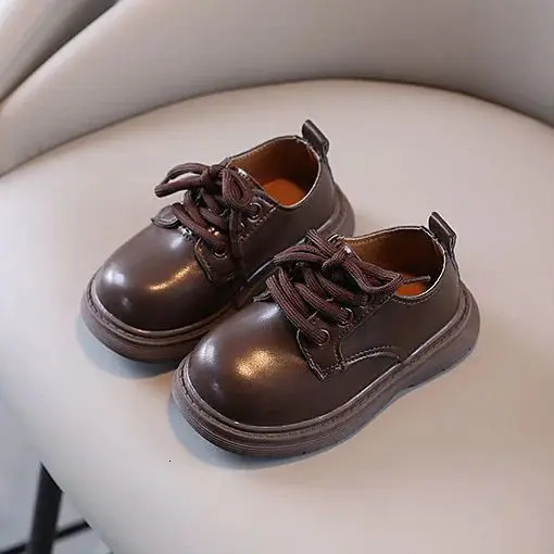 Boy PU Leather Shoes Children Single Solid Colour Casual Small British Style Fashion Kids Students C260130