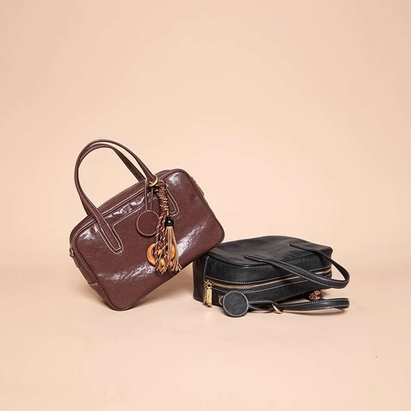Women's Bags Sugar Bowling New Tanning Leather Handheld Single Shoulder Underarm for Women Crossbody Small Square Bag