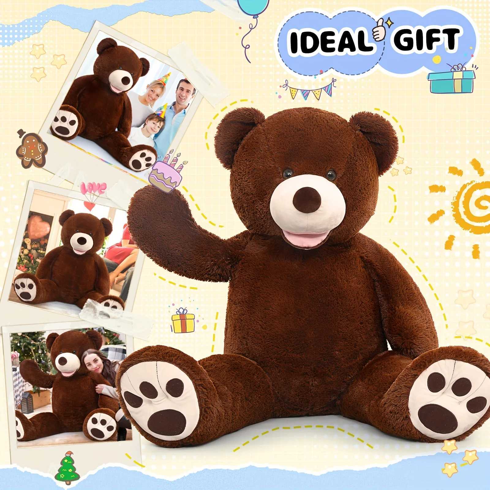 Giant 52 Dark Brown Teddy Bear Plush with Footprints - Perfect for Showers Youngsters Rooms Gifts Free shipping