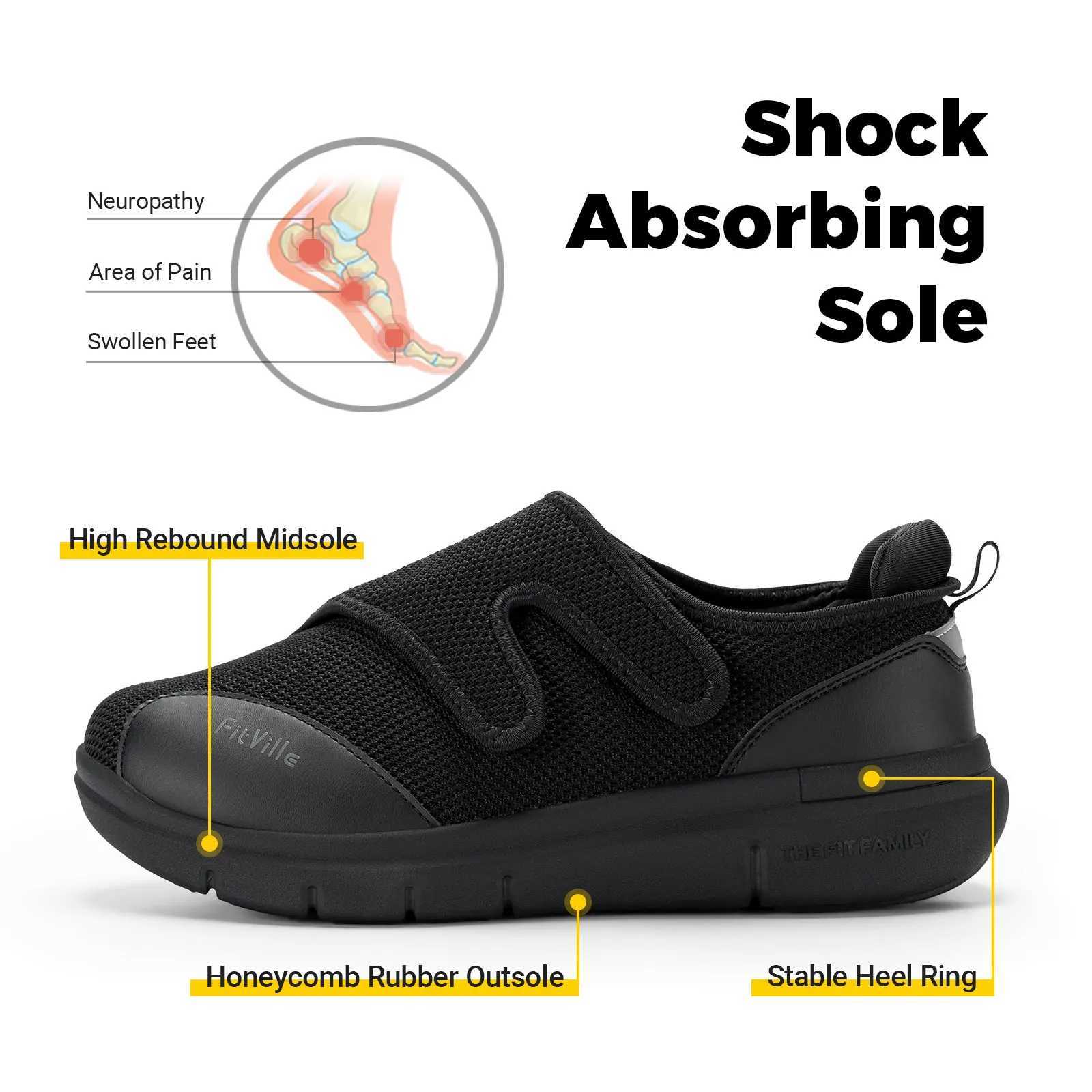 FitVille Diabetic Shoes for Men Extra Wide 4E Walking Shoes for Swollen Feet Orthopedic Adjustable with Arch Support CushioningC250207