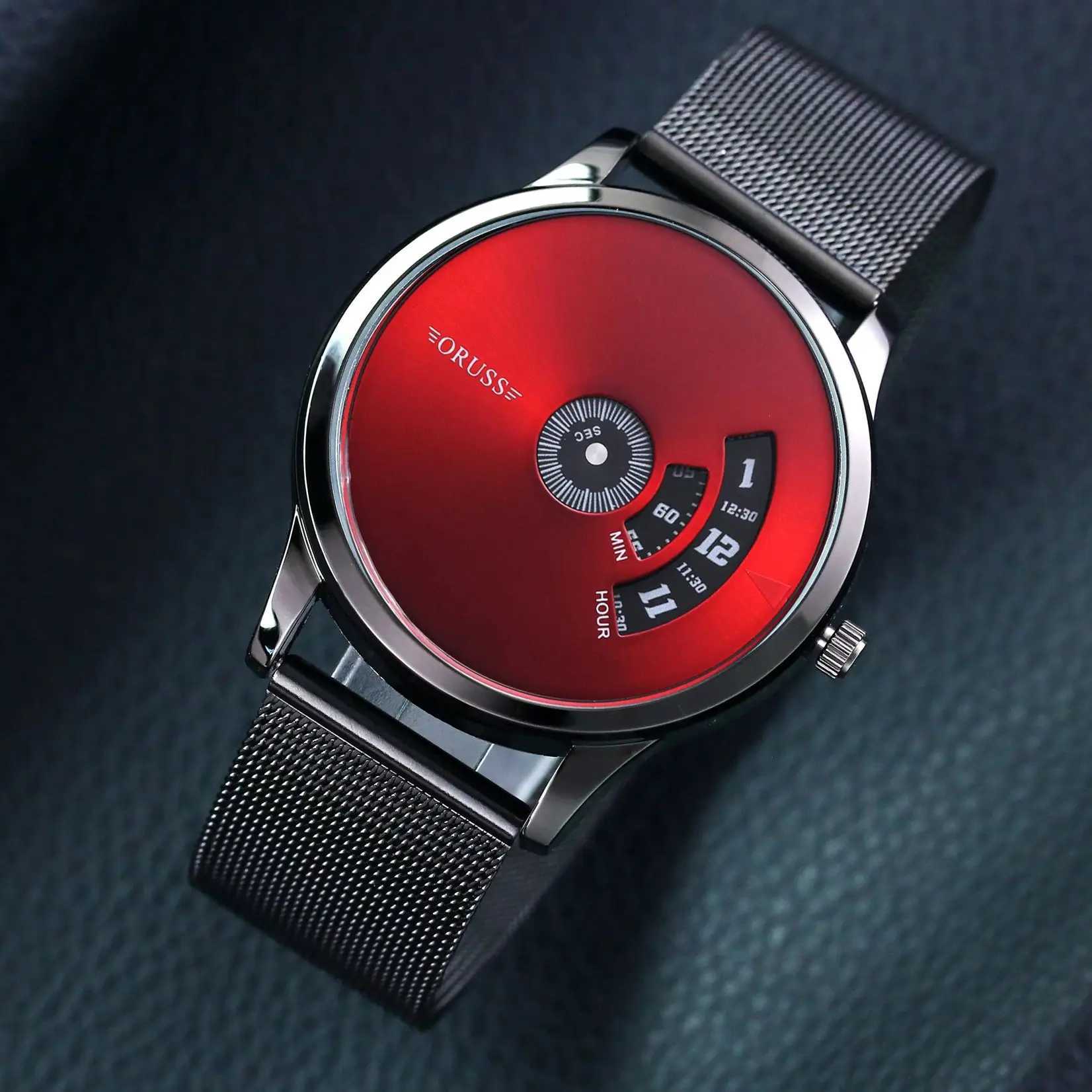 Student mens watch trend new red fashion durable cool handsome gentleman leisure business mens watch Z250207