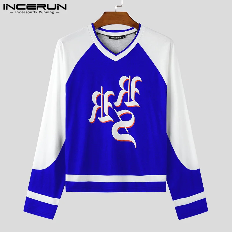 INCERUN Tops American Fashion Mens Personalized Printed Pattern T-shirt Casual Street Wear Mens Long Sleeve Camiseta 250207