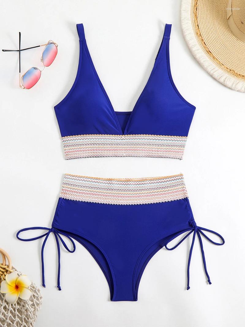 Womens Swimwear Sexy Bikini 2025 Women High Waisted Sets Female Swimsuits Two Pieces Drawstring One Piece Bathing Suit Beahwear