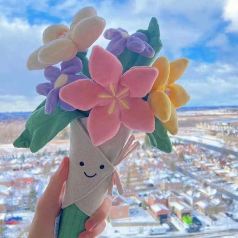 Valentines Day Plush Rose Flower Stuffed Bouquet Blossom Narcissus Tulip Succulent Potted Creative Room Decor Girl Friend Gift Free shipping