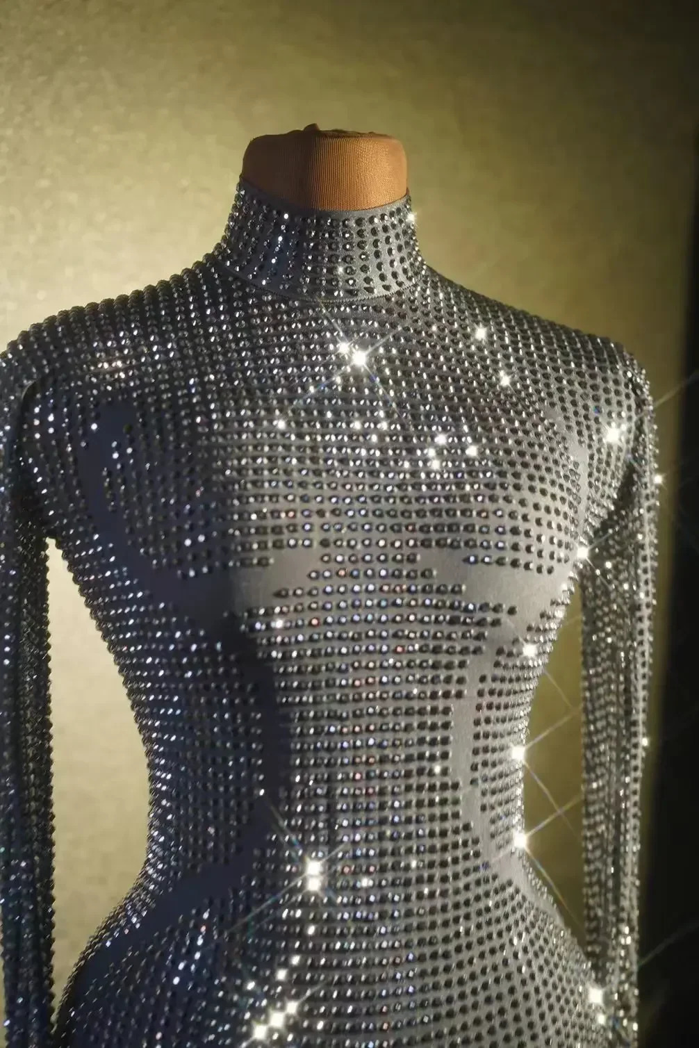 Sparkly Long Sleeve Crystal Rompers Pole Dance Bodycon Bodysuits Stage Performance Wear Women Party Jumpsuits Jingdian 250115