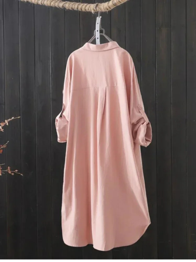 White Shirt Women 2024 Spring Summer Korean Fashion Simple Solid Color Long Shirts Lady Loose Breathable Midi Shirt and Blouse 250121