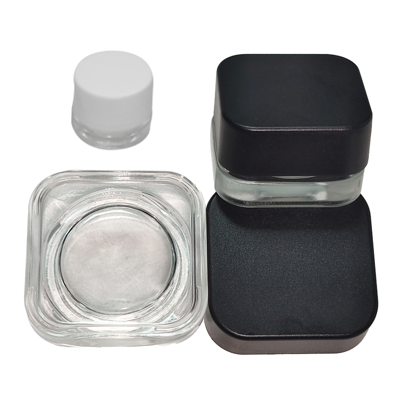 Custom Empty Glass Jars Transparent 5ml 7ml 9ml Jar Clear Edibles Food Colored Black White Cans Edible Containers