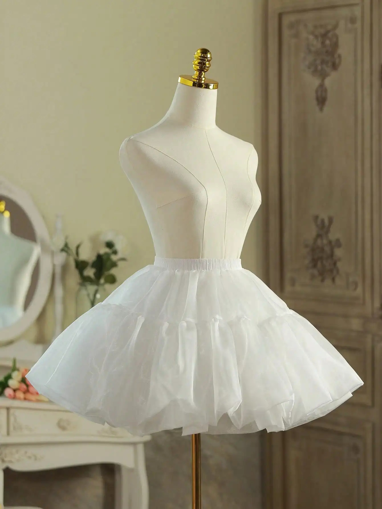 Petticoat Women Lolita Cosplay Petticoat A-Line Puffy Tutu Skirt Layered Ballet Pettiskirts Big Bowknot Underskirt250206ww