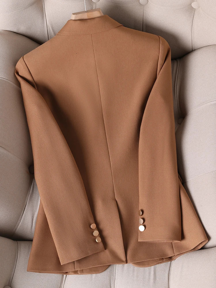 Womens Long Sleeve Single Button Blazer Office Ladies Business Work Wear Formal Jacket Khaki Navy Arrival Autumn Winter 250208