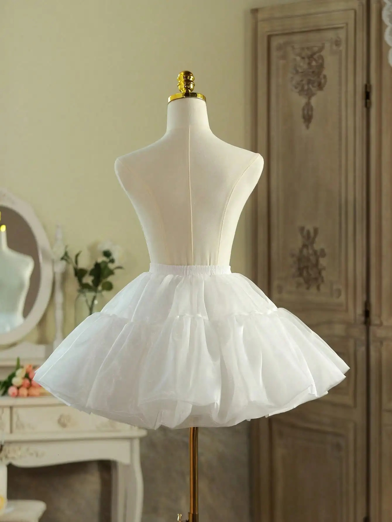 Petticoat Women Lolita Cosplay Petticoat A-Line Puffy Tutu Skirt Layered Ballet Pettiskirts Big Bowknot Underskirt250206ww