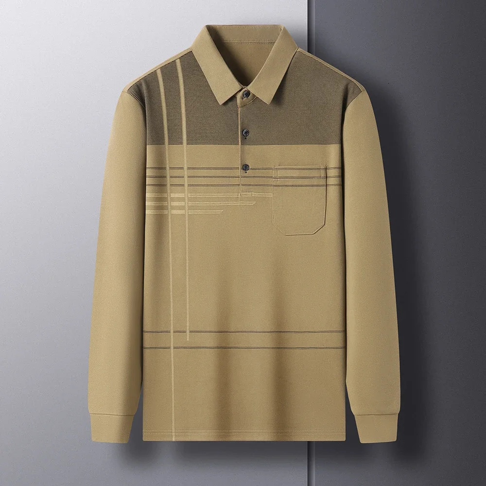 Autumn Mens Long Sleeve Polo Shirts Regular Fit Casual Men T Shirt Business Large Streetwear Lightweight Vintage Tops 250207