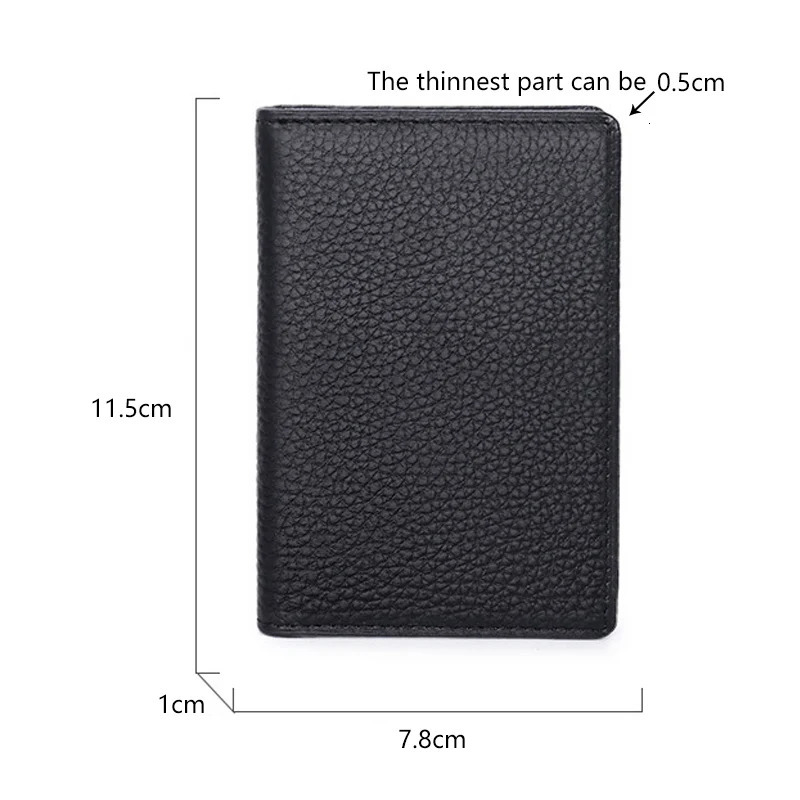 Card Holders Thin Mens Wallets Genuine Leather ID Credit Card Holder Bifold Slim Small Black Card Case Wallet for Men 250208