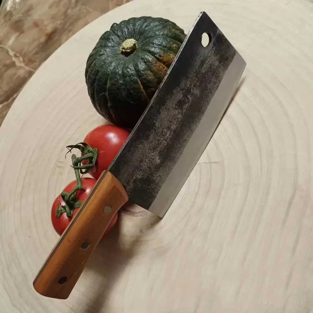 SHUOJI Master Handmade Kitchen Knife Forged High Carbon Steel Knife Chinese Kitchen Cleaver Old Fashioned Knife Chef Tools W250208