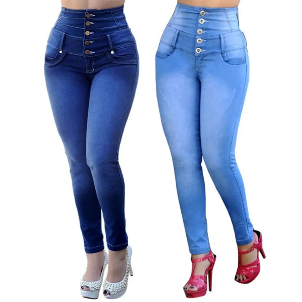 Terrific Women Jeans Wear-resistant Pencil Pants Denim Button Decor Summer Jeans 250206