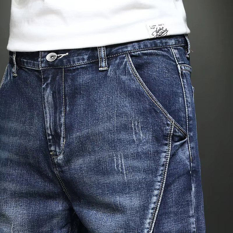 2024 New Summer Thin Men's Loose Straight Stretch Casual Denim Shorts Large Size 42 44