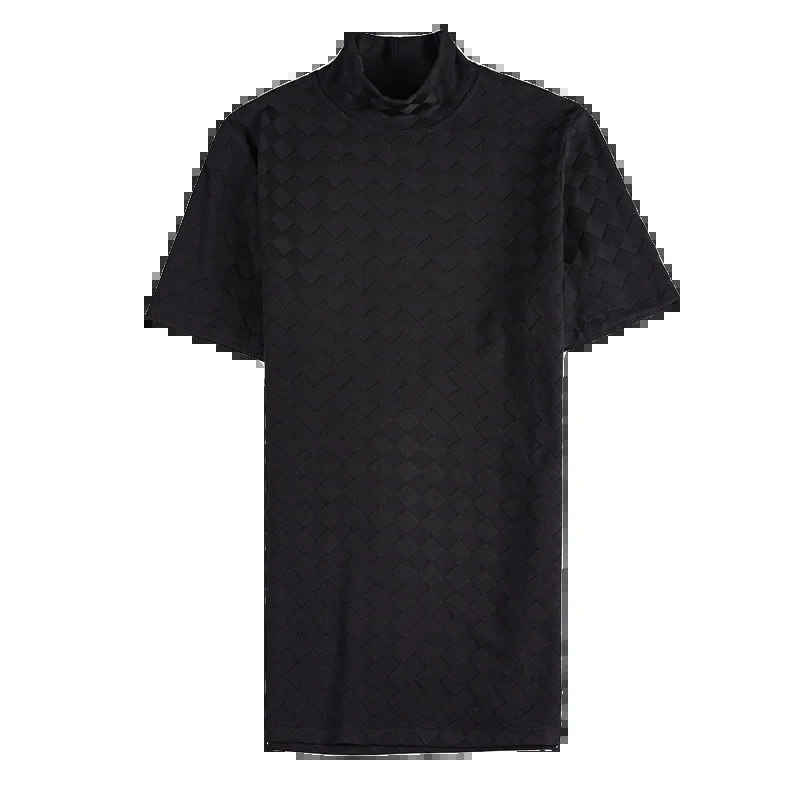 Summer checkered mens Tshirt fashionable clean suitable for short sleeves casual fully matched breathable high neck turtle 250207