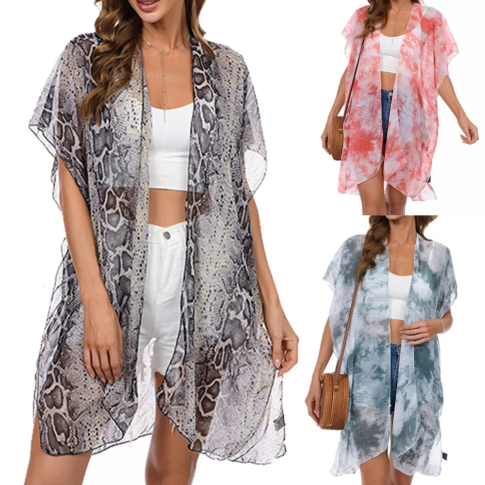 Womens top Bohemian loose floral cover beach swimsuit bikini kimono cardigan set 250208Z