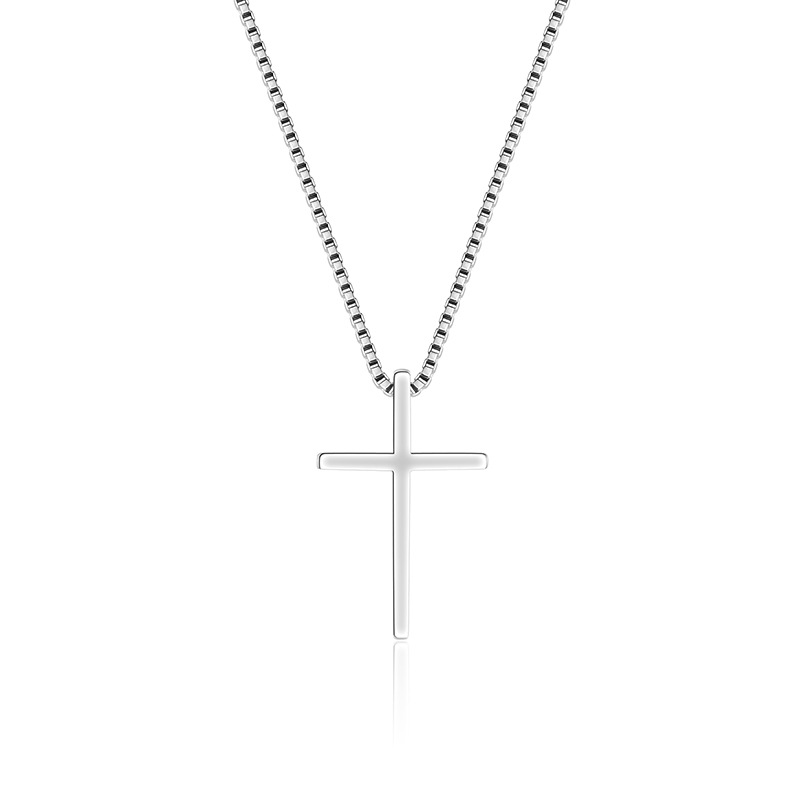 2025 Ins Top Sell Simple Fashion Cross Pendant Women Jewelry Real 100% 925 Sterling Silver High Quality Lady Party Clavicle Necklace For Lover Gift