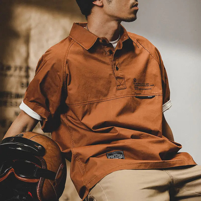 Summer Polo Shirt Mens Short Sleeve Loose Button Patchwork Plus Size T Tops Smart Casual Fashion Men Clothes 250207
