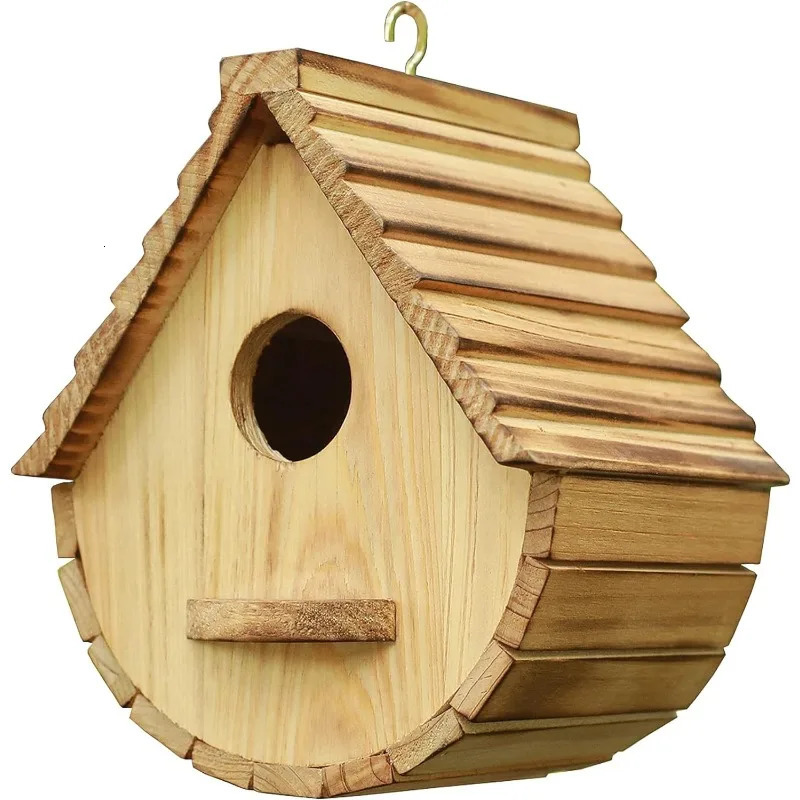 Outdoor Bird Houses Natural Wooden Bird Hut Clearance Bluebird Finch Hanger Birdhouse for Garden Viewing 250207