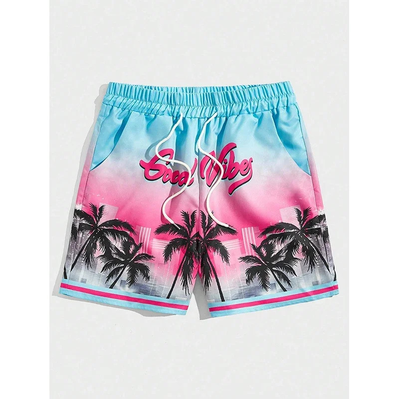 Summer Mens Shorts Quick Drying Hawaii Holiday Sports Swimming Trunks Fashion 3D Coconut Tree Printed Loose 6XL Z260313