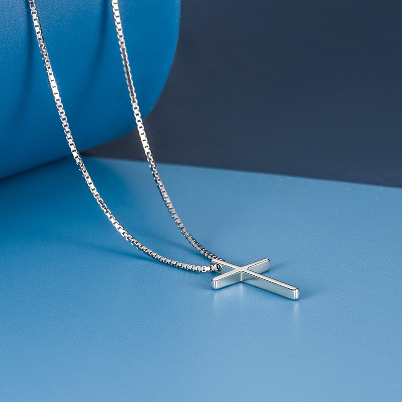 2025 Ins Top Sell Simple Fashion Cross Pendant Women Jewelry Real 100% 925 Sterling Silver High Quality Lady Party Clavicle Necklace For Lover Gift