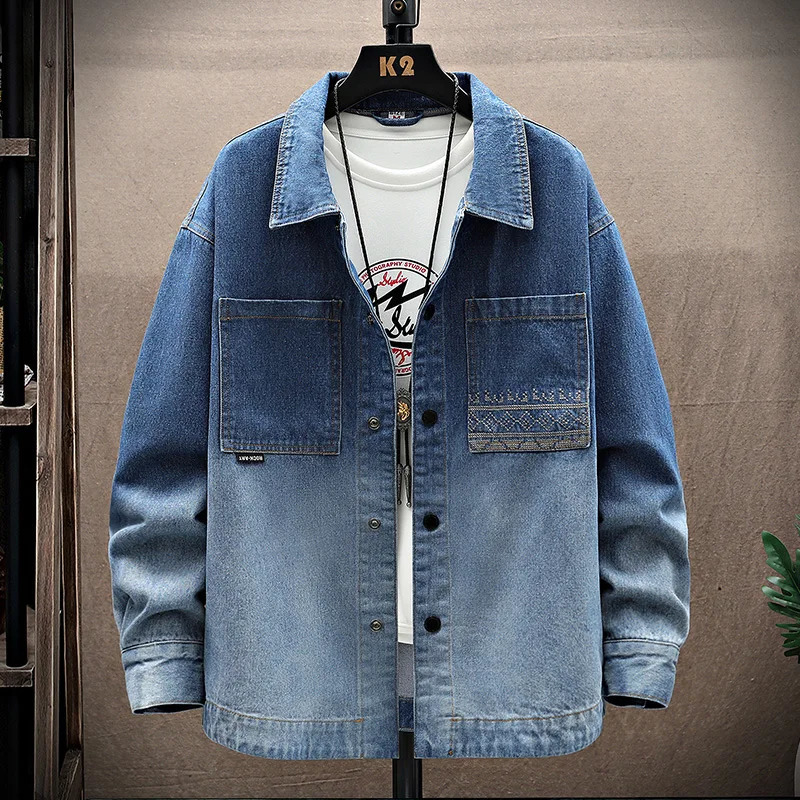 Spring Autumn Mens Cotton Hooded Denim Jackets Casual Loose Jeans Shirts Streetwear Cowboy Coats Youth Tops Clothing 250207