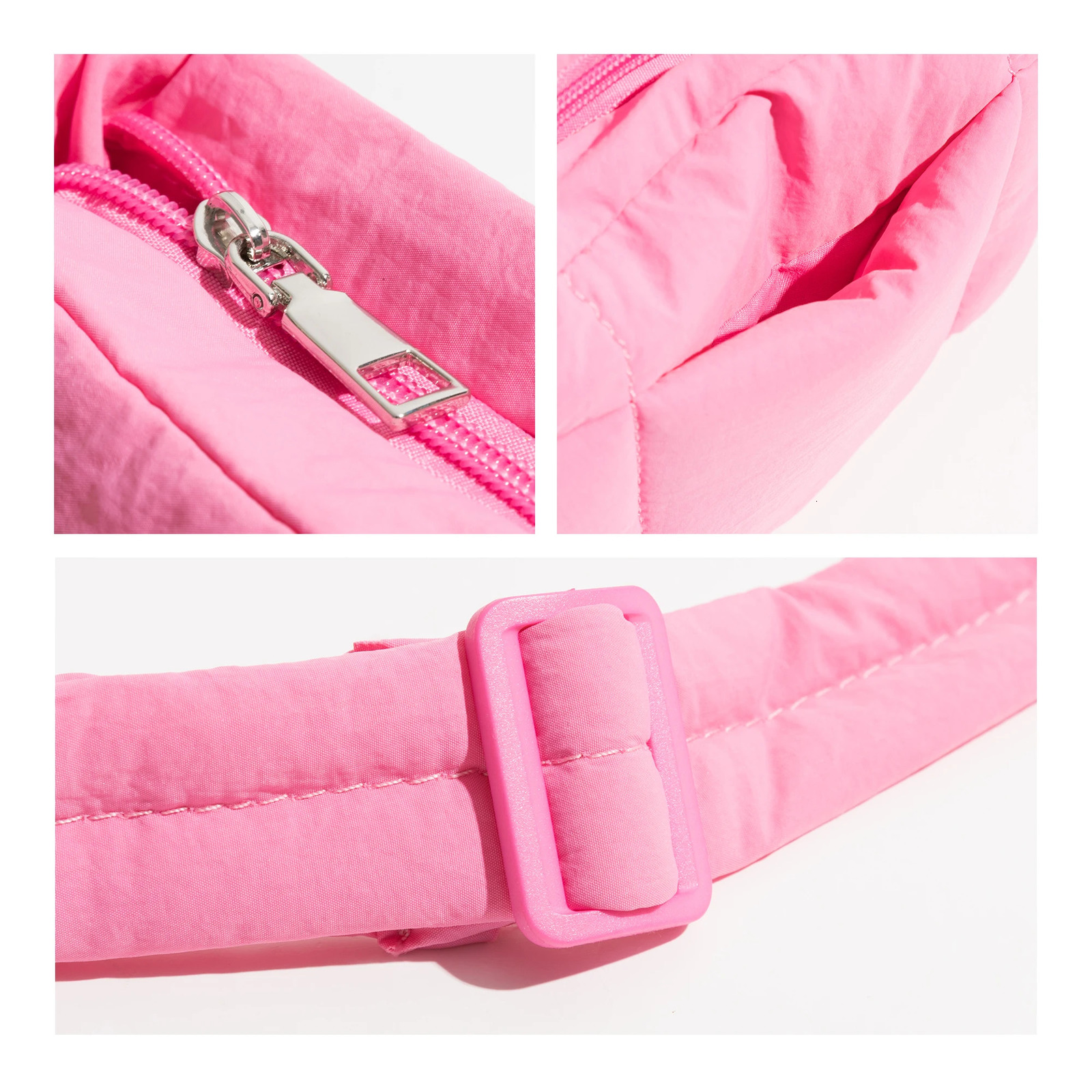 MABULA Pink Messenger Puffer Bag Quilting Sling Cross Body Small Fashion Women Shoulder Padded Pack 250120