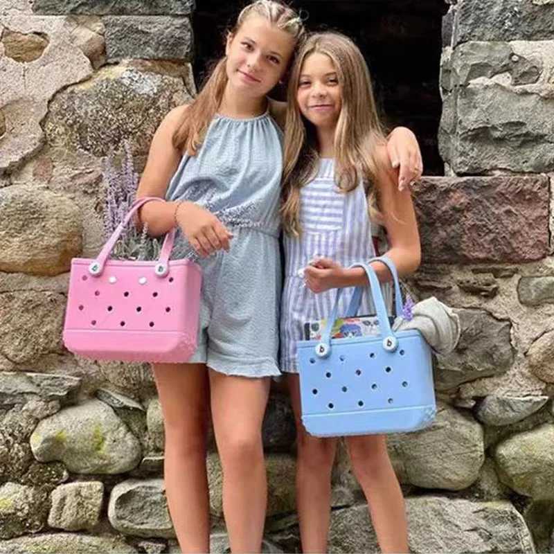 EVA waterproof summer storage basket cave childrens beach storage bag mini color handbag printed outdoor pet bag girl handbag Y250409e4