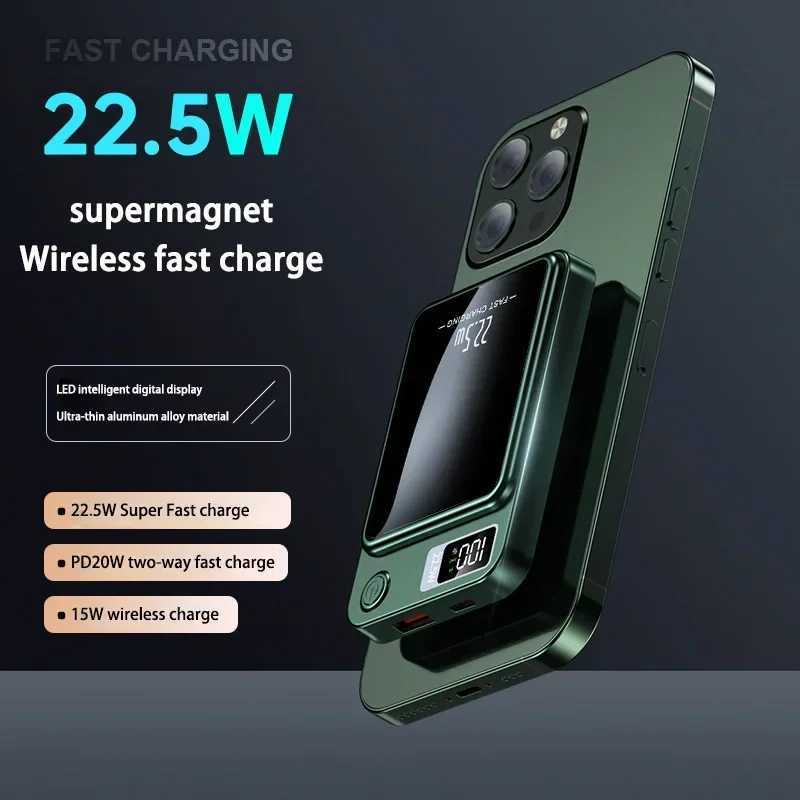 300000mAh Wireless Magnetic Power PD 20W Fast Charging Portable Backup External Battery Power Bank Adapter For iPhone 15 Z250207