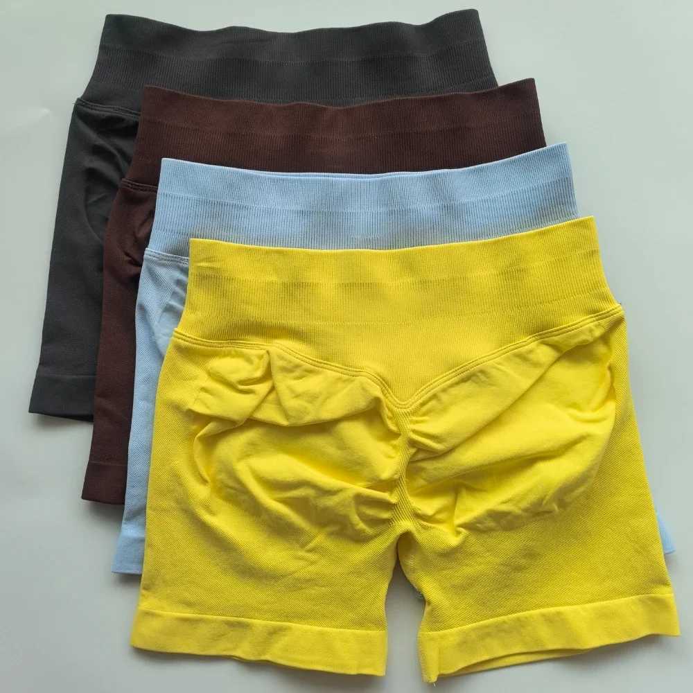 Yoga Outfit Seamless Impact Shorts Low Ribbed Band Scrunch Bum Workout Gym Booty Stretch Running Fitness Clothes H250207