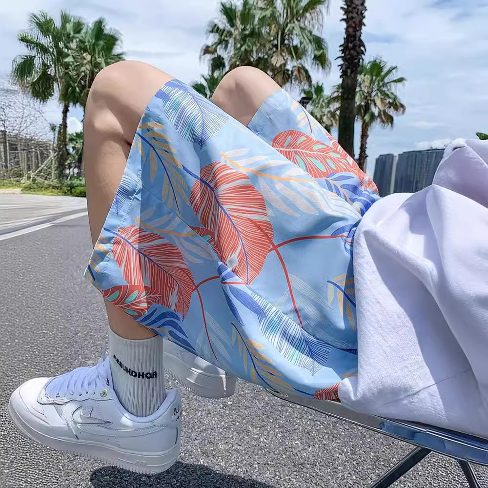 Hawaiian Men's Summer Outdoor Beach Pants Couple Quick Drying Shorts Fashion Designer Ice Silk Pants