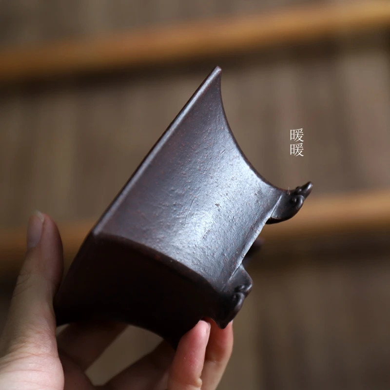 PurPle Clay Ceramic Square Bonsai Pot Tradition Chinese Shape Garden Decoration 250214