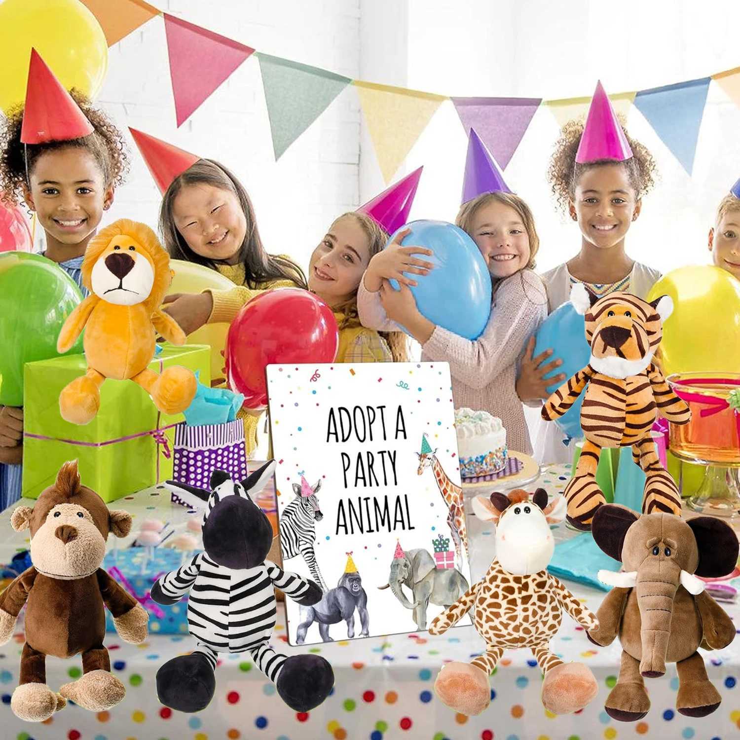 6-18 Pcs Safari Stuffed Animals Plush Jungle Toys Set Boys Girls Lion Elephant Zebra Giraffe Tiger for Animal Free shipping