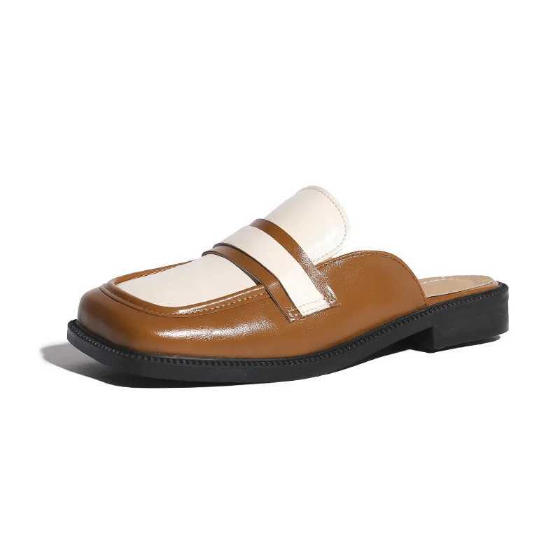 Slip-on French Half for Women England Party Sandals Loafer Dress Shoes Mules Slides Brand Designer Summer New 2024 Z250208