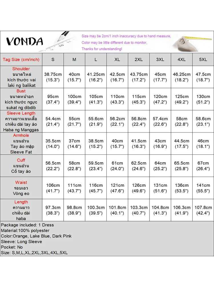 VONDA Women Ele Kn-length Dresses 2024 Causal Puff All Solid Stand Collar Loose Party Dresses Holiday Dress Oversized W250208