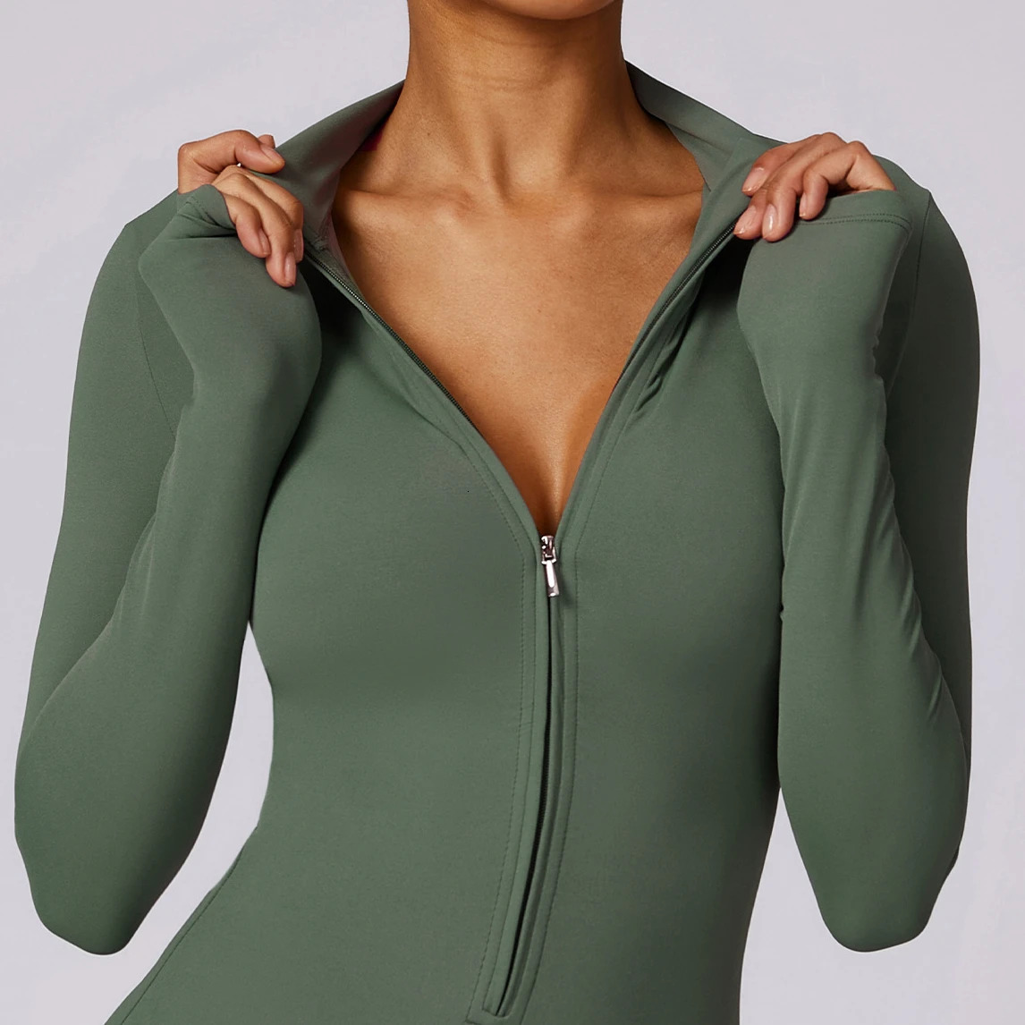 Zipper Jumpsuit Gym Set One Piece Workout Clothes for Women Sportswear Yoga Set Fitness Sport Suit Outfit Long Sleeve Gym Romper 250207