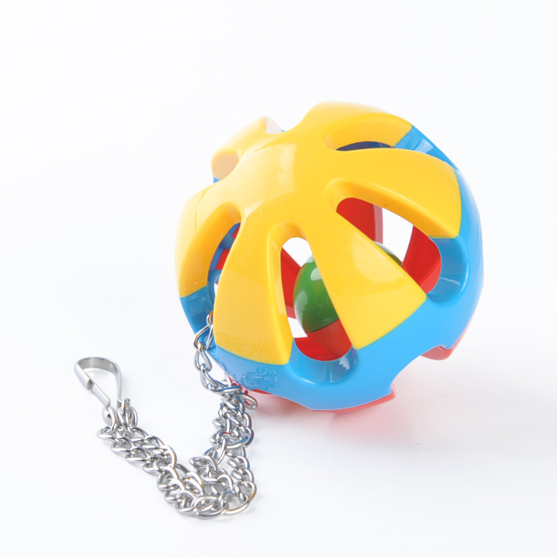Parrot Bell Plastic Toy Ball Can Hang Color Contrasting Plastic Bell Ball Parrot Bird Toy