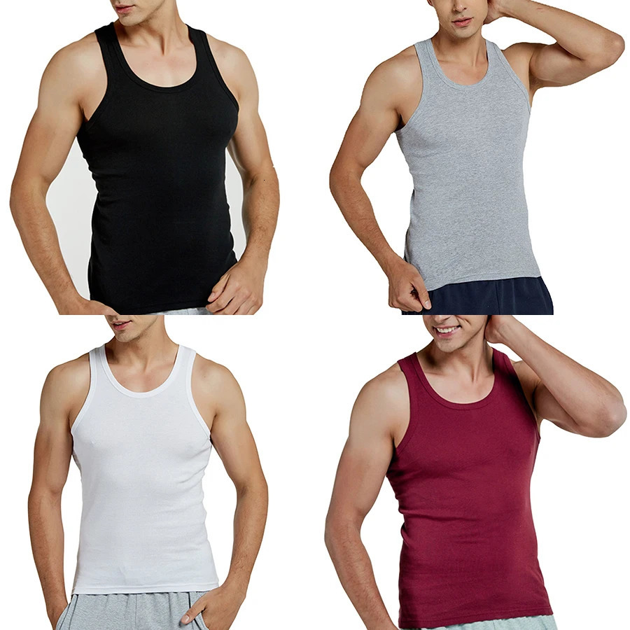 Tank Tops Men 2024 Summer 100 Cotton Cool Fitness Vest Sleeveless Gym Slim Colorful Casual Undershirt Male 7 Colors 1PCS 250207
